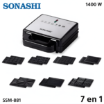 Panineuse 7 en 1 Sonashi SSM-881 Snack Maker 1400W – Gaufrier, Donut, Sandwich