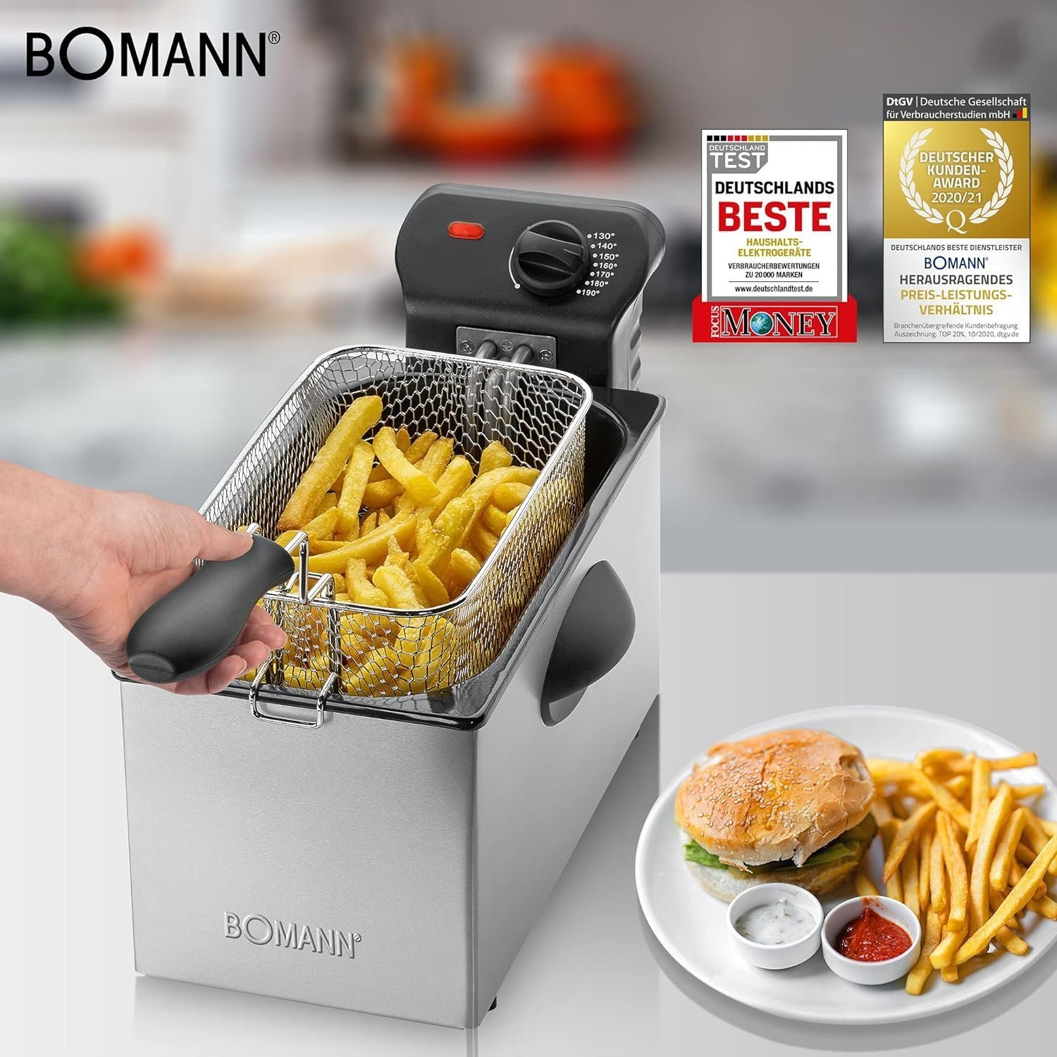 Friteuse Inox 3L 2000W Bomann FR 2264 CB Friteuse Inox 3L 2000W Bomann FR 2264 CB – Image 1
